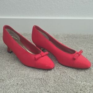 Karen Scott Red Heels with Bow Accent